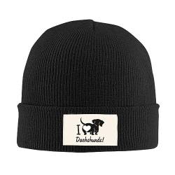 501 Beanie Mütze Süßer Dackel Schwarz Strickmütze Unisex Beanie Hat Warm Wintermütze Für Laufen Fischen Radfahren von 501