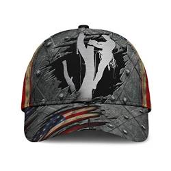 501 Trucker Kappe Baumpfleger, Amerikanische Flagge, Patriot, 4. Juli, Unabhängigkeitstag, Graues Rissmuster Unisex Baseballkappe Verstellbar Leicht Abwaschbar Angeln Hüte Für Angeln Outdoor von 501