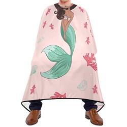 Friseurumhang 140x168cm, Hawaiianisches Meerjungfrau Muster Friseur Umhänge Mode Professionelle Friseure Kleid Wasserdicht Barbiere Cape, Für Kinder, Färben, Barbier von 501