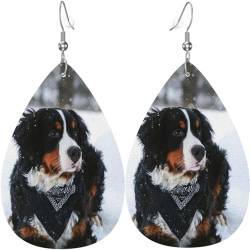 Ohrringe Für Frauen Berner Sennenhund Schneefall Teardrop Ohrringe 1 Paar Ohrringe Für Damen Klassischen Teardrop Leder Ohrringe, Für Geschenk, Frauen, Frauen von 501