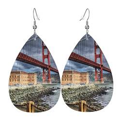 Ohrringe Für Frauen Uns Golden Gate Bridge Baumeln Ohrringe Klassischen Teardrop Ohrringe Ornamente Teardrop Leder Ohrringe, Für Frauen, Geschenk, Geburtstagsfeier von 501