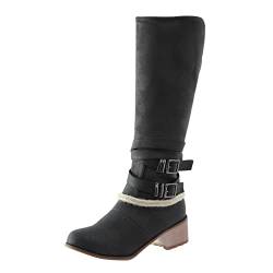 527 Damen Bestickt Westernstiefel Dicke Ferse Runde Zehe Cowgirl Stiefel,Schwarze Stiefel FüR Frauen Kniehoch Bequeme Kurze Stiefel,Stiefeletten Damen Mit Absatz,Stiefeltasche Reitstiefel von 527