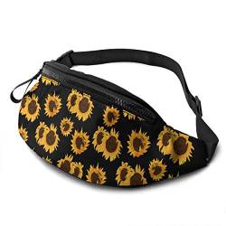 Gürteltasche Große Schwarze Sonnenblume Hüfttasche Stylisch,Mit Reißverschluss Damen Brustbeutel Für Camping Radfahren Outdoor 14X35cm von 550