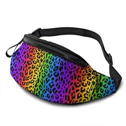 Gürteltasche Nahtlose Regenbogenfarbe des Leoparden Sport Gürteltasche Große Kapazität,Verstellbarer Bauchtasche Für Radfahren Fahrrad Outdoor 14X35cm von 550