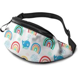 Gürteltasche Regenbogen Und Wale Lauftasche Stylisch,Atmungsaktiv Damen Brustbeutel Für Hundetraining Reisen Camping 14X35cm von 550