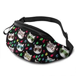 Gurttasche Katzen Umhängetaschen Multifunktionale,Stylisch Damen Bauchtasche Für Laufen Radfahren Joggen 14X35cm von 550