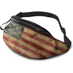 Hüfttasche Amerikanische Flagge Vintage-Farbe Bauchtasche Multifunktionale,Große Kapazität Damen Brustbeutel Für Outdoor Fahrrad Joggen 14X35cm von 550