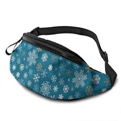 Hüfttasche Weihnachtsschneeflocken Blau Sport Hüfttasche Stylisch,Verstellbarer Hüfttaschen Für Wandern Reisen Herren 14X35cm von 550