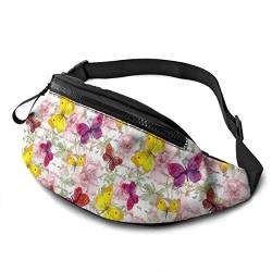 Lauftasche Blumen Schmetterlinge Vintage Damen Brustbeutel Große Kapazität,Stylisch Sporttasche Für Geschenke Aktivitäten Fitness 14X35cm von 550