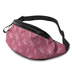 Lauftasche Libellen Auf Rosa Damen Bauchtasche Atmungsaktiv,Multifunktionale Taillentasche Für Damen Fitness Running 14X35cm von 550