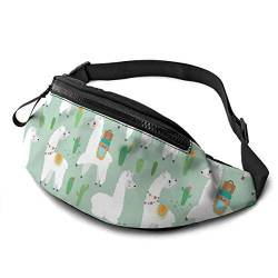 Waist Fanny Pack Süßes Lama-Set Mit Kaktus Brusttasche Stylisch,Verstellbarer Hüfttaschen Für Spazieren Sport Laufen 14X35cm von 550