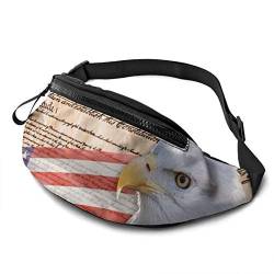 Waist Fanny Pack Verfassung Von Amerika Gürteltasche Atmungsaktiv,Große Kapazität Damen Brustbeutel Für Wandern Reisen Herren 14X35cm von 550