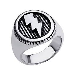 555Jewelry Edelstahl Flash Thunder Lightning Bolt Siegelring für Männer und Jungen, Metall, nicht bekannt von 555Jewelry