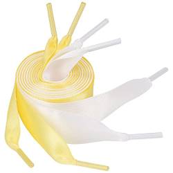 5Chaos Premium Schnürsenkel für Spaß, gemischte Farben, 2 Paar, Seide (weiß + gelb), 51" (130cm) von 5Chaos