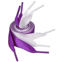 5Chaos Premium Schnürsenkel für Spaß, gemischte Farben, 2 Paar, Seide (weiß + lila), 31" (80cm) von 5Chaos