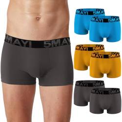 5Mayi Boxershorts Herren 6er Pack Baumwolle Unterhosen Männer Unterwäsche Herren Retroshorts (Gr.S-2XL) von 5Mayi