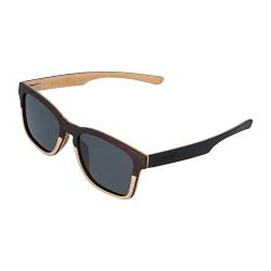 5ONE Sonnenbrille - mit grauen Gläsern - UV-Schutz - für Damen und Herren - aus Echtholz - inklusive Brillenetui und Brillenputztuch von 5ONE