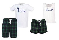 60 Second Makeover Limited King & Queen Pajama / Pyjama-Set für Paare, Hunde- und Bulldogge, grün, Damen M/Herren L von 60 Second Makeover Limited