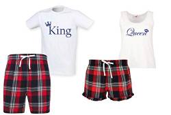 60 Second Makeover Limited King & Queen Pajama / Pyjama-Set für Paare, Hunde- und Bulldogge, rot, Damen M/Herren L von 60 Second Makeover Limited