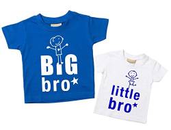 Groß Bro Kleiner Bro T-Shirt Set Bruder T-Shirt Brüder Baby Kleinkind Kinder Blau oder Rot Verfügbar in den Größen 0-6 Monate bis 14-15 Jahre Neu Baby Schwester Geschenk von 60 Second Makeover Limited