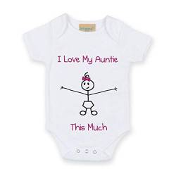 I Love My Auntie This Much Mädchen Weiß Strampelanzug Strampler Neu Baby Geschenk Stick Person - 0-3 months, Weiß, Weiß von 60 Second Makeover Limited