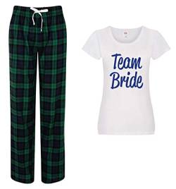Team Bride Schlafanzug Damen Tartan Hose Pyjama Junggesellinnenabschied, grün, Medium von 60 Second Makeover Limited