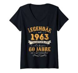 Damen 60. Geburtstag Vintage 1963 T-Shirt mit V-Ausschnitt von 60. Geburtstag Vintage 1963
