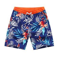 7-Mi Jungen Badehose Kinder Badeshorts Schwimmhose für Strand Schnelltrocknend Badeanzug Blau Boardshorts Sommer zugschnur schwimm-Slips 6-9 Jahre Sport Strandhose Hawaii von 7-Mi