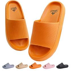 700-INK Badeschuhe Herren Damen Cozislides Original Slippers Rutschfeste Pantoletten Hausschuhe EVA Wolken Slides Sandalen Orange 37/38 von 700-INK