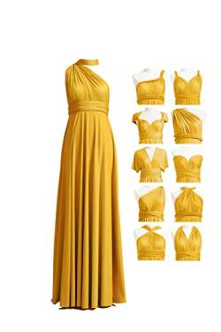 72styles Infinity Kleid mit Bandeau Convertible Brautjungfernkleid Lang Übergröße Multi-Way Kleid Twist Wickelkleid, senfgelb, Einheitsgröße von 72styles