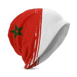 736 Strickmütze Marokko-Landesflaggen-Druck-Schwarzes Mütze Unisex Outdoor Geschenke Beanie Winter Mütze Einstellbare Herren Winter Thermomützen von 736