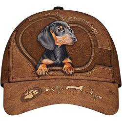 Herren Damen Baseballkappe Basecap Vintage Leicht Outdoor Hut Für Angeln Sport Dackel, Cartoon Mein Herzschlag-Dackel-Hund Auf Leder, Hundegeschenke Für Hundeliebhaber von 799