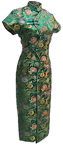 7Fairy Damen Grün Jahrgang Chinesisch Kleid Cheongsam Lang Zehn Tasten Größe De 40 von 7Fairy