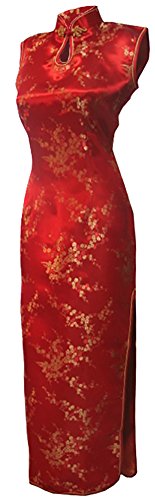 7Fairy Damen Rot Chinesisch Hochzeit Kleid Qipao Blumen Lang Schlüsselloch Größe De 36 von 7Fairy