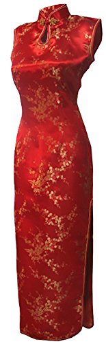 7Fairy Damen Rot Chinesisch Hochzeit Kleid Qipao Blumen Lang Schlüsselloch Größe De 40 von 7Fairy