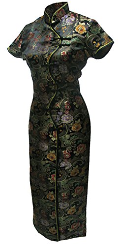 7Fairy Damen Schwarz Chinesisch Kleid Cheongsam Lang Zehn Tasten Größe De 42 von 7Fairy