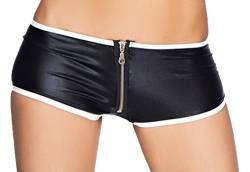 7Heaven Damen Dessous Panty schwarz weiß aus Wetlook Material dehnbar Slip Höschen Short L von 7Heaven