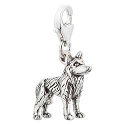 Charm Anhänger Hund Husky aus 925 Sterling Silber (17x15mm) von 7K