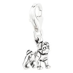 Charm Anhänger Hund kleiner Mops aus 925 Sterling Silber (13x10mm) von 7K