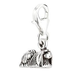 Charm Anhänger Hund kleiner Pekinese aus 925 Sterling Silber (11x5mm) von 7K