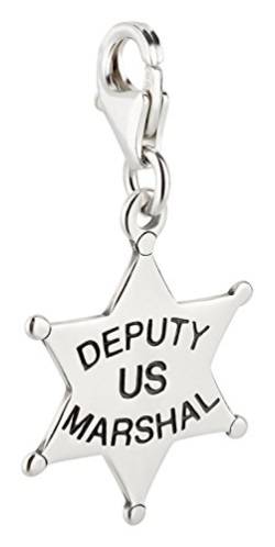 Charm Anhänger Sheriff US Marshal Stern aus 925 Sterling Silber (15x15mm) von 7K