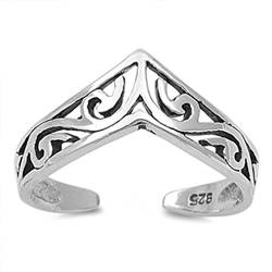 Zehenring aus 925 Sterling Silber als Fußschmuck oder Fingerring für Damen, Herren und Kinder, offener Midi Ring, verstellbar, Modell 24 von 7K