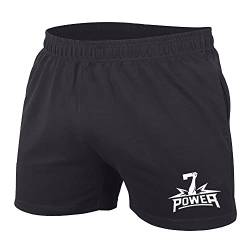 7Power Herren 5" Running Workout Shorts mit Taschen für Bodybuilding und Fitness Color Black Size L von 7Power
