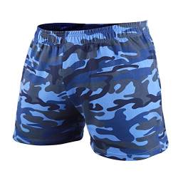 7Power Herren 5" Running Workout Shorts mit Taschen für Bodybuilding und Fitness Color Blue Camo Size XL von 7Power