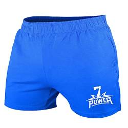 7Power Herren 5" Running Workout Shorts mit Taschen für Bodybuilding und Fitness Color Blue Size XL von 7Power
