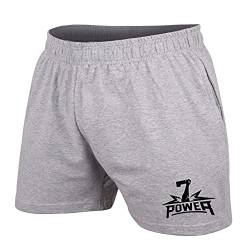 7Power Herren 5" Running Workout Shorts mit Taschen für Bodybuilding und Fitness Color Gray Size M von 7Power
