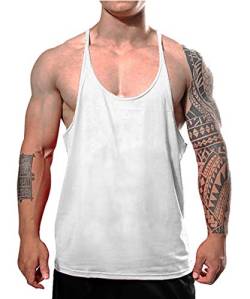 7Power Herren Muscle Gym Stringer Tank Tops für Workout Bodybuilding Sportweste Racerback Baumwolle Color White Size S von 7Power