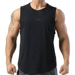 Herren Ärmellose Workout-Tank-T-Shirts Gym Muscle Tank Top für Fitness Bodybuilding Color Black Size XL von 7Power