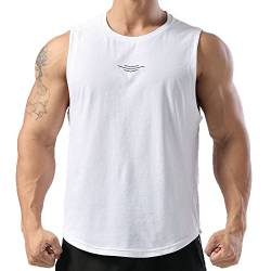 Herren Ärmellose Workout-Tank-T-Shirts Gym Muscle Tank Top für Fitness Bodybuilding Color White Size L von 7Power