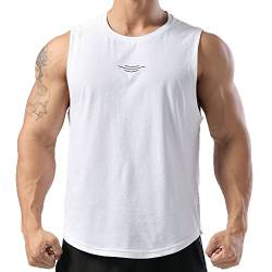 Herren Ärmellose Workout-Tank-T-Shirts Gym Muscle Tank Top für Fitness Bodybuilding Color White Size M von 7Power